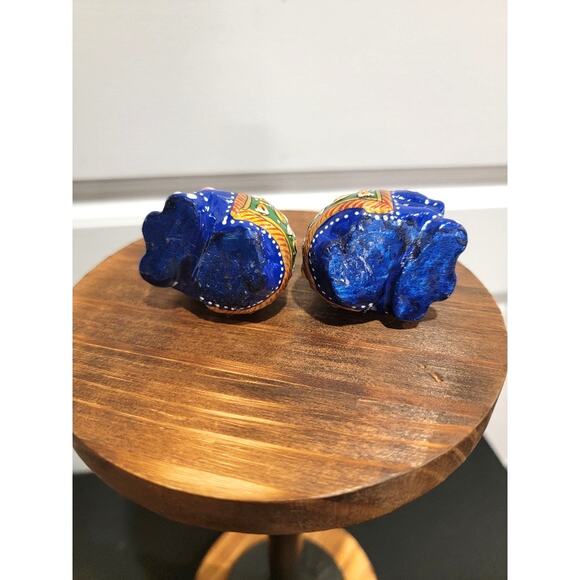 Lucky Elephant Mini Figurines Meenakari Indian Hand-Painted Art Royal Blue - Picture 9 of 9